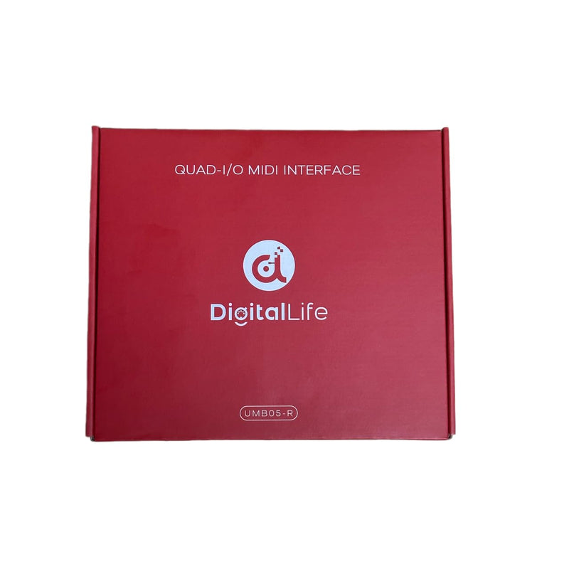DigitalLife Stand-Alone Quad-I/O 5-PIN DIN MIDI Interface - MIDI Thru Box (4-In/4-Out) & MIDI Merge Box (2-In/4-Out), w/LED Indicators, Metal UMB05