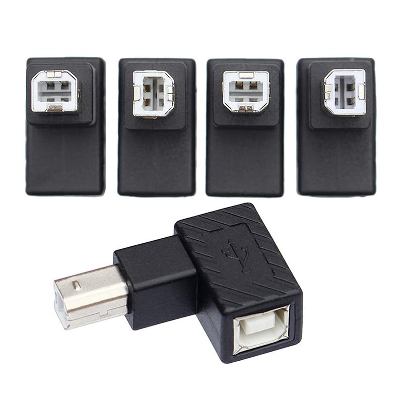 Xiwai 4Pcs USB 2.0 B Type Male to Female Extension Adapter Horizontal Vertical Angled 90 Degree for Disk Scanner