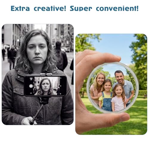 Handheld Selfie Convex Mirror - No Need Selfie Stick, Travel Must Have Photography Viewfinder, Gift for Photographer, Portable & Shatter-Resistant, Suitable for Solo/Multi-Person Selfie(3.74in)
