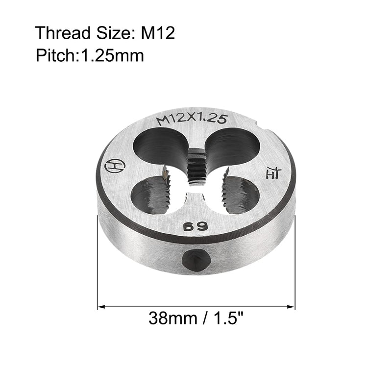sourcing map M12 X 1.25 Metric Round Bar Machine Thread Left Hand Thread Alloy Tool Steel