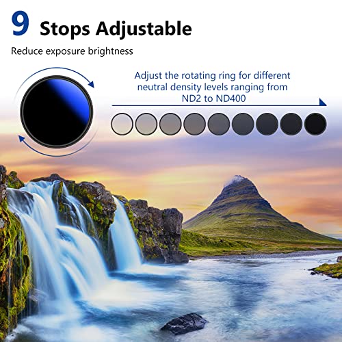 NEEWER 82mm Variable ND Filter ND2-ND400 (1-9 Stops)