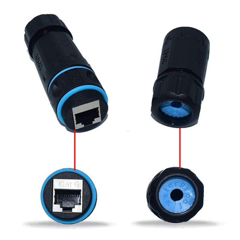 5PCS Shielded RJ45 CAT6 IP68 Waterproof Panel Mount Connector | Cat5/5e/6, 8P8C, Ethernet LAN Cable Extend Coupler, Female to Female, Outdoor Network Adapter, with Cap Cover