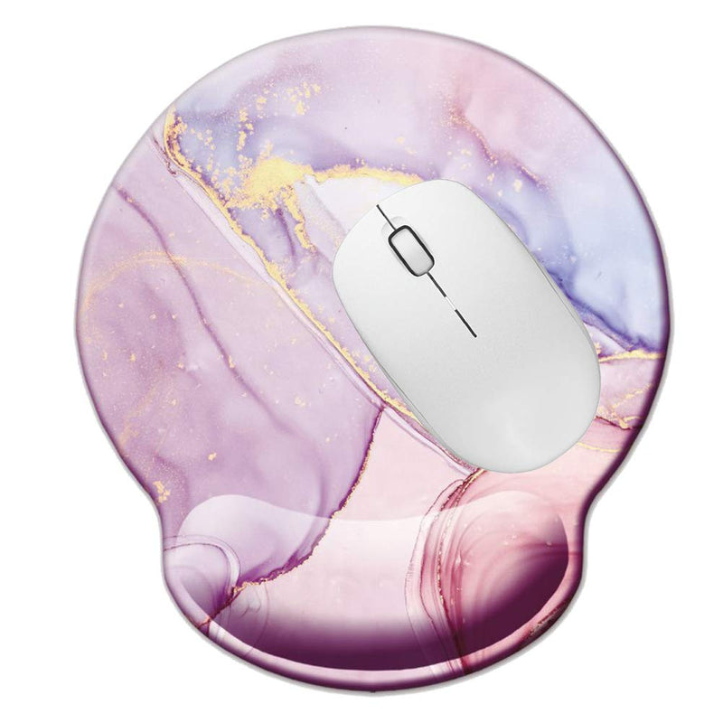 Memory Foam Wrist Support Mouse Pad Comfortable Padded Wrist Mousepads 9in X10in Desktop Notebook Mouse Mat (Marble Pretty Pink-Foam) Marble Pretty Pink-Foam