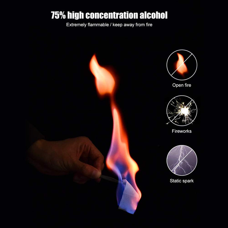 Pack of 100 Wet Wipes, Individually Wrapped Alcohol Preparation Pads, Flammable, Keep Away From Fire or Flames, Disinfectant Cotton for Skin Cleansing, Outdoor 1 stück (1er Pack)