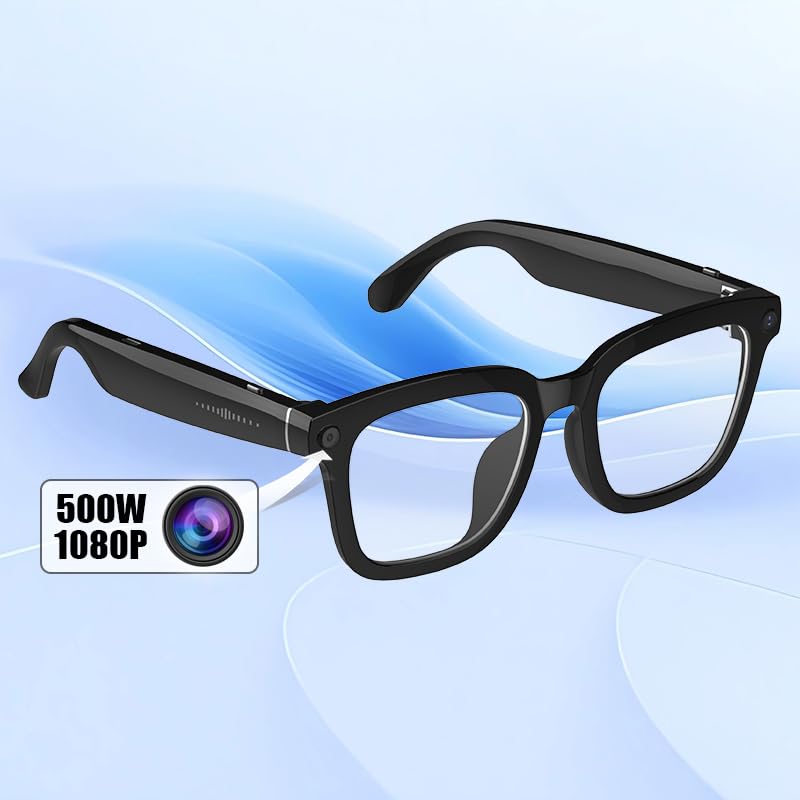 AI smart Camera Glasses: HD 1080P Video Recording and Photo Taking, Translation, Assistant Conversation, Suitable for Outdoor and Indoor, Cycling, Hiking Travel (Black Sunglasses) Black sunglasses