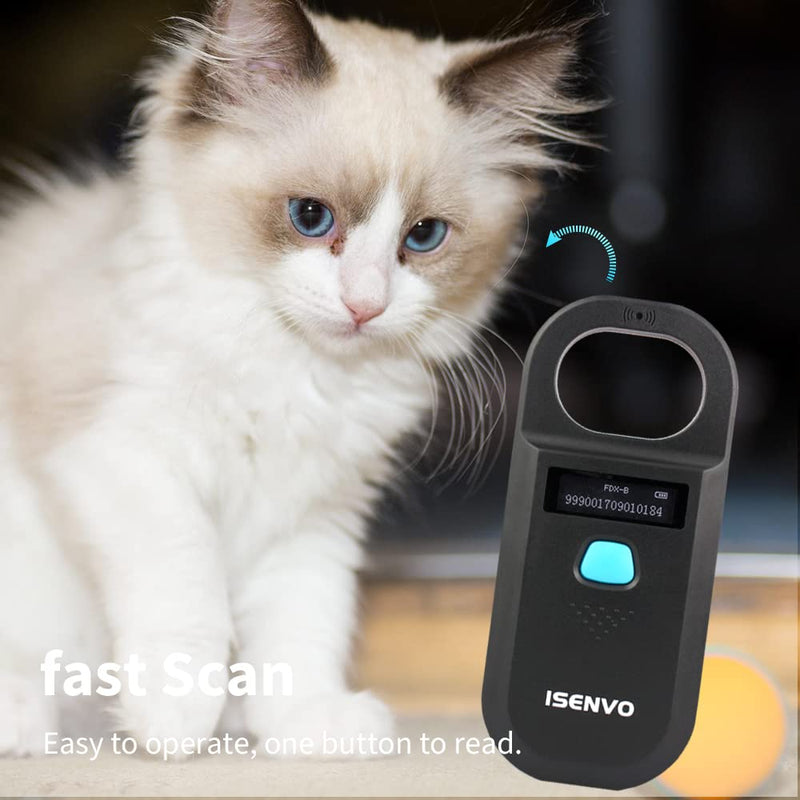 [AUSTRALIA] - Pet Microchip Scanner Rechargeable RFID EMID Micro Chip Reader Scanner 134.2kHz 125kHz 15 Digits Pet Chip ID Scanner for Animal/Pets/Pigs/Dogs/Cats (190A) 