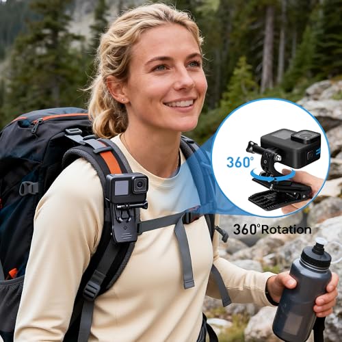 Action Camera Accessories Kit - 5-in-1 Set for GoPro Hero Compatible with All Models Head Strap, Chest Harness, Backpack Clip, 360° Wrist Strap, Storage Bag