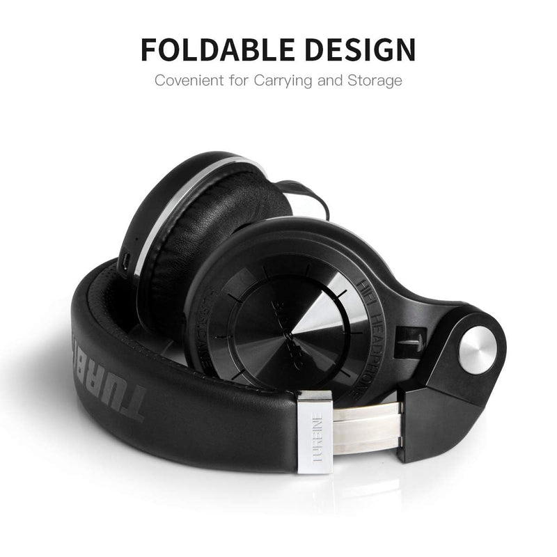 Bluedio Bluetooth Headphones Over Ear, Lightweight Rotary Folding Wireless Headphones with Micro 40 H Music Time Headset with SD Card Slot/FM Radio and Storage Bag (Black T2+) Black T2+