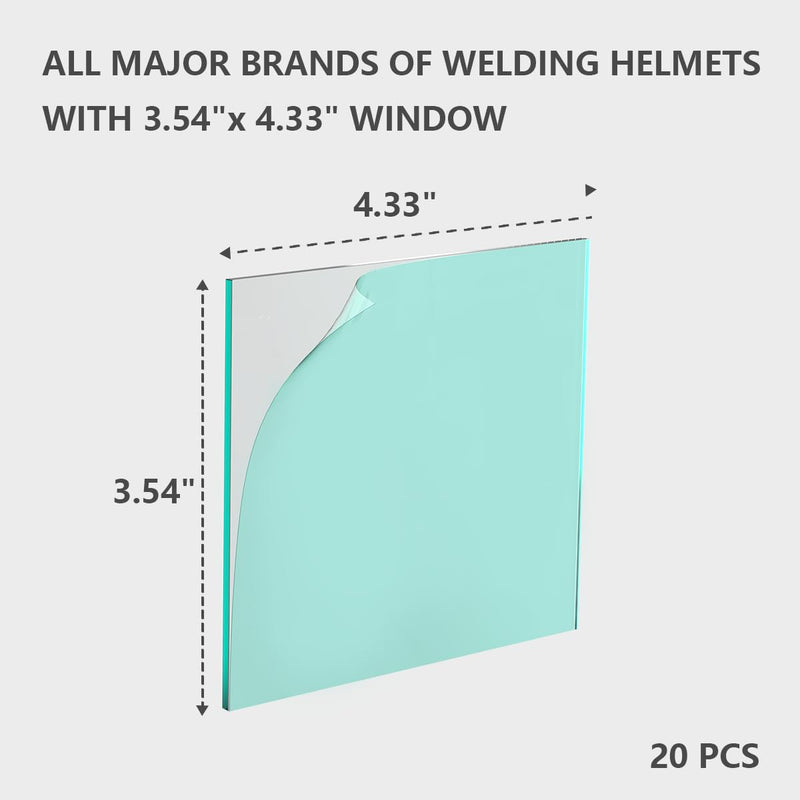 [AUSTRALIA] - 4.33''x3.54'' Welding Helmet Hood Clear Lens Cover, Universal Welding Protective Lens Replacement (20pcs) 4.33" x 3.54" 