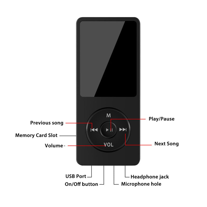 MP3 Player with Bluetooth, HiFi Sound Portable Music Player with Earphones, Music Device Mp4 MP3 Player for Kids