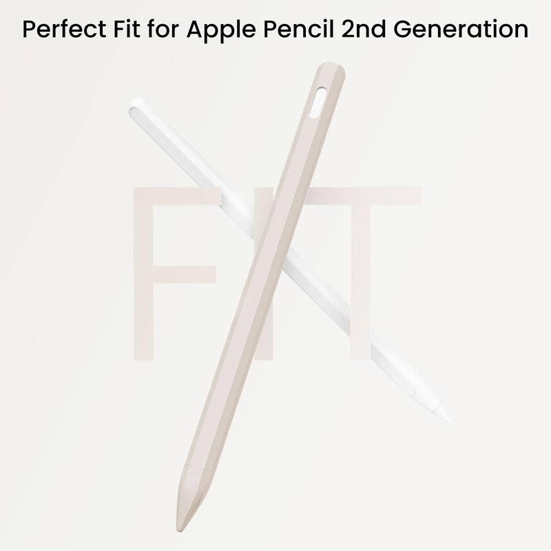 KELIFANG Silicone Case Sleeve Cover Compatible with Apple Pencil 2nd Generation, Protective Skin Holder Grip and Tip Cap Accessories for iPad Pro 11/12.9 inch, Starlight