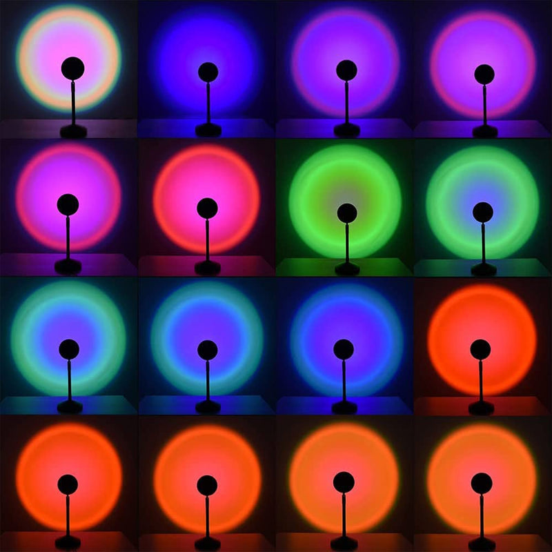 Sunset Lamp, Sunset Projection Lamp YouOKLight Sunset Projector Light 16 Colors Brightness Adjustable with Remote Control USB Charging Projection Night Light for Photography Party Home Living Room Rgb, Remote Control