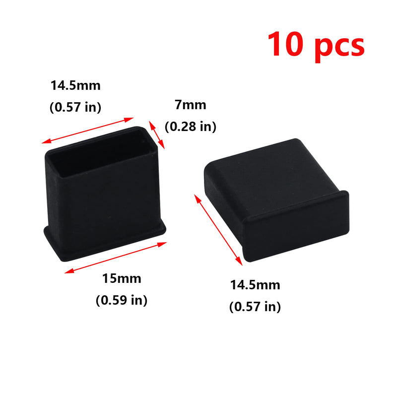 Antrader 10pcs Plastic USB Type A Male Anti-Dust Stopper Plug Cover Protector Cap, Black