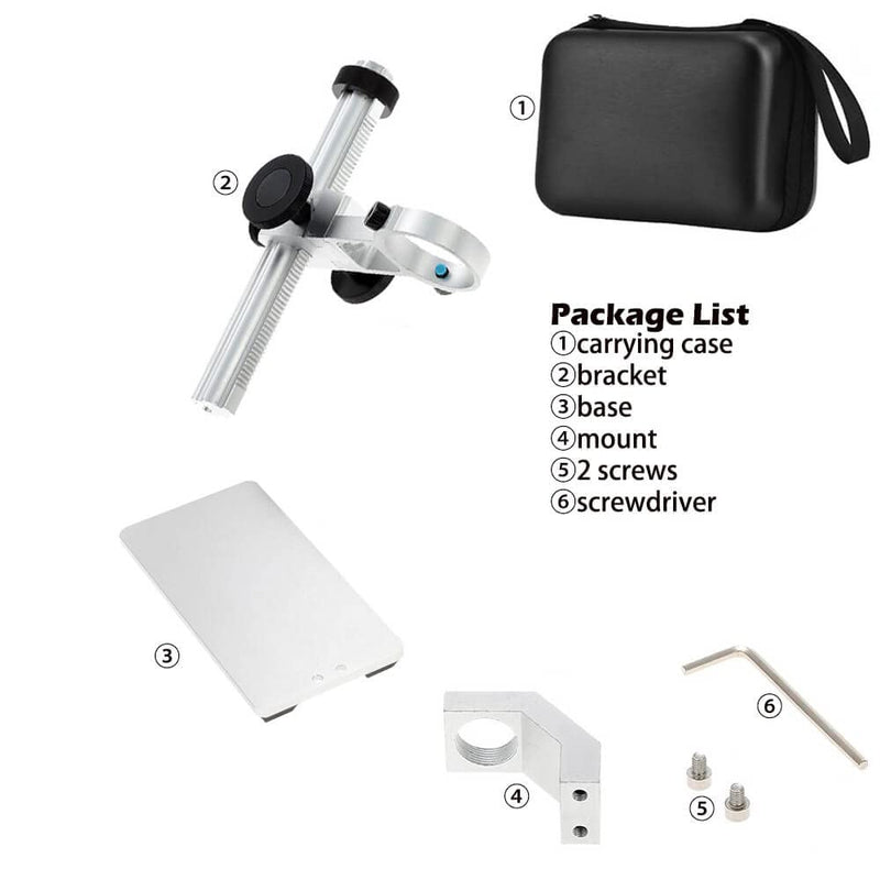 Ninyoon Universal Microscope Stand Pro, Stable Professional Aluminum Alloy Scope Base Holder Support Bracket for Max Diameter 1.4" USB Digital Wireless WiFi Microscope Endoscope Magnifier Camera Silver