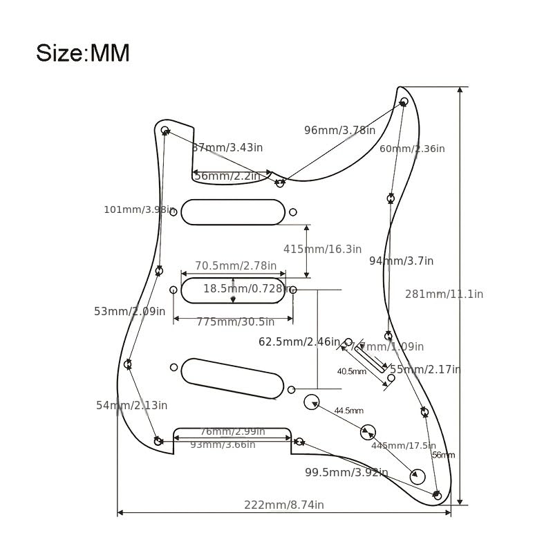 [AUSTRALIA] - SAPHUE SSS 11 Holes Strat Electric Guitar Pickguard and BackPlate Set for Fender US/Mexico Made Standard Stratocaster Modern Style Guitar Parts (SSS,3Ply White Pearl) 3Ply White Pearl 