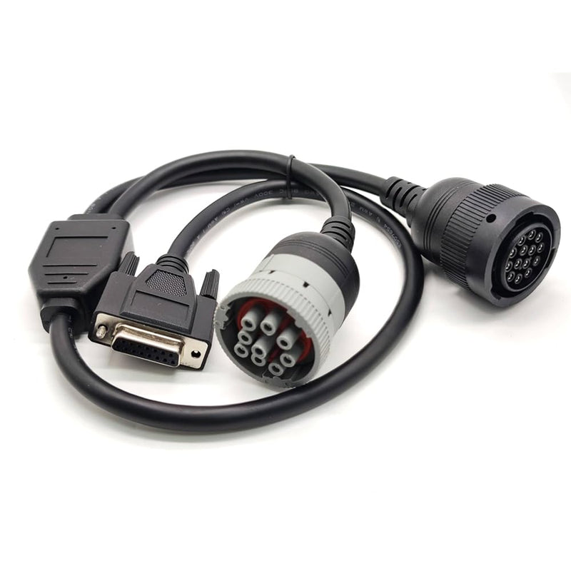 DB15 Female to Cat 9-Pin Male and 14-Pin Female J1939 Y Cable Truck Diagnostic Tool 70CM