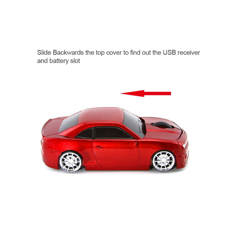 ECOiNVA for Wireless Sports Car Mouse Desktop Laptop Computer Optical Mouse Mice AAA Battery Nano USB 2.4GHz (Red) Red