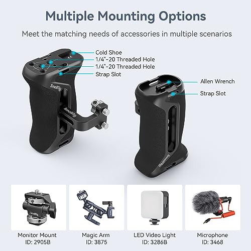 SmallRig Aluminum Side Handle with 1/4"-20 Screws Screws Side Handle