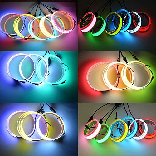 lychee®3 Ft 1M 1M Neon Glowing Strobing Electroluminescent Robbin El Tape Belt EL Wire Rope with Battery Pack for Cosplay Decoration Bruning Festival (3Ft, Red) 3Ft