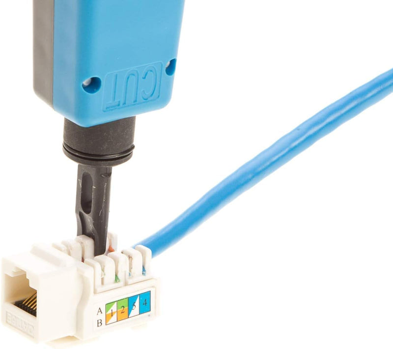 Cat5e Keystone Ethernet Wall Jack Punch Down UTP 45-Degree (Easier Termination Than 90-Degree), RJ45 Slim Profile Speed Termination 45° Angled Blue (50 Pack) 50 PCS