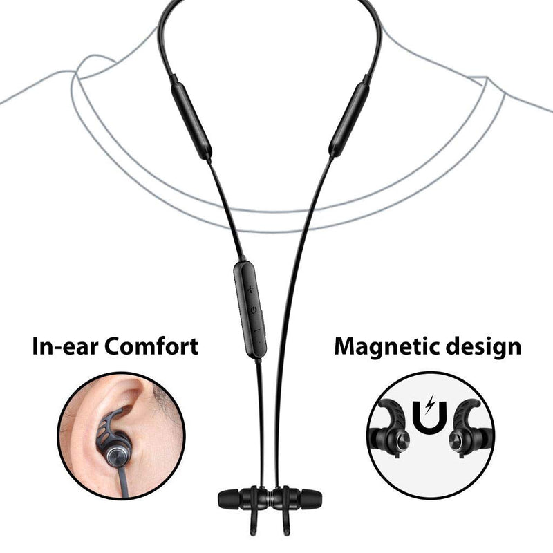 Avantree Bluetooth Neckband Headphones Earbuds for TV PC, No Delay, 20 Hrs Playtime Wireless Earphones with Mic, Magnetic, Light & Comfortable, Compatible with iPhone Cell Phones, Workout Gym - NB16