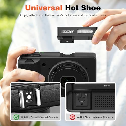 MEDALight F20 Mini Camera Flash for GR IV,Aluminum Hot Shoe Speedlite Compatible for RICOH GR IV/GR 3/GR 3X,6200K,2 Power Levels Portable Manual Flash(Black). Black