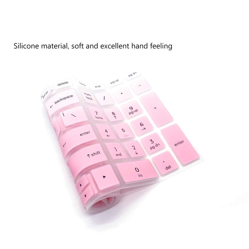 2PCS Keyboard Cover for HP Laptop 17-by 17-bs/ca, HP 17-by4633dx 17-by4065st by4011cy by1053dx by2053c by3053/3056cl by3613dx by0061st 17-bs011dx bs049dx bs021ds bs025cl bs049dx bs153cl 17-ca3035cl Ombre Pink+Clear