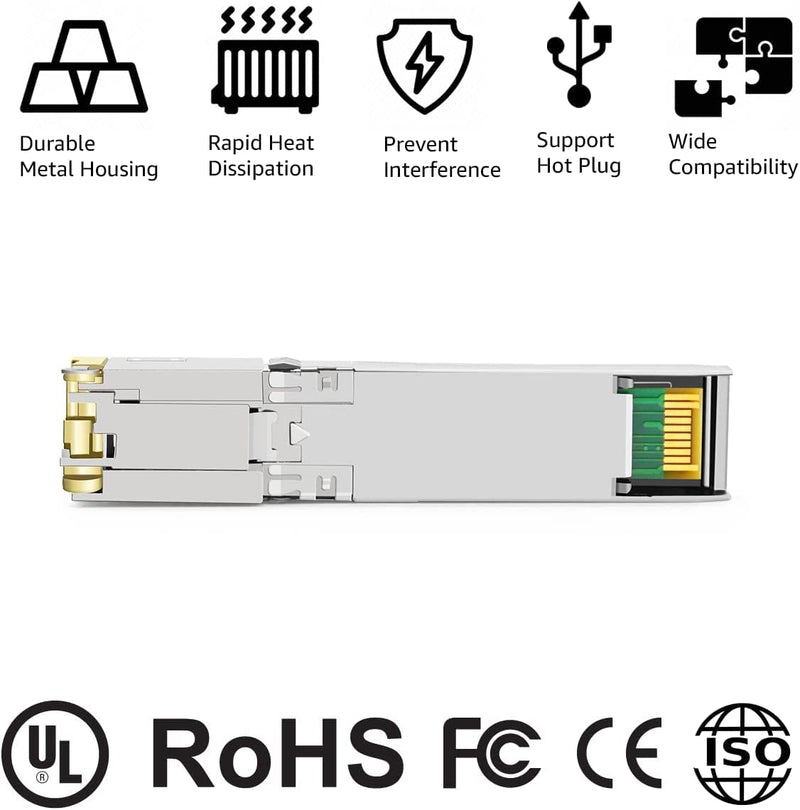 10GBASE-T SFP+ RJ45 Copper Transceiver Module Compatible with Mellanox MFM1T02A-T 10G SFP+ 30m Cat6a/7 10GBASE-T: 30m for Mellanox 1