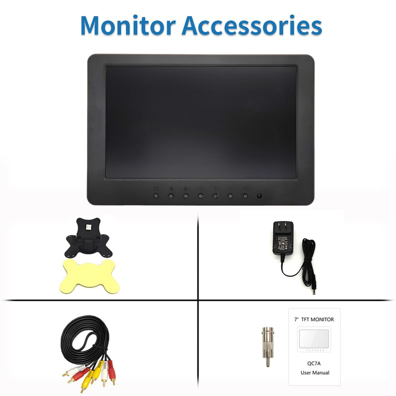 7 inch LCD Security Monitor & Displays,BNC/AV Input,Built-in Dual Speakers Portable Monitor,1024 * 600 Resolution,Suitable for CCTV DVD CCD TV 7″Monitor