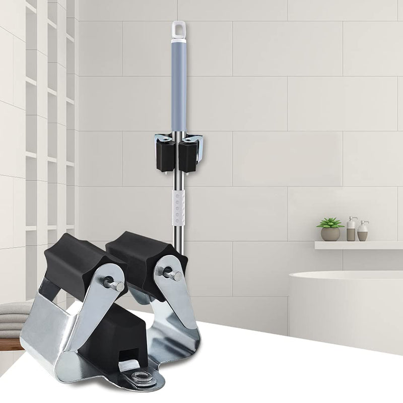 3-H Household Device & Garden Tool Holder, Wall Mount, Broom Holder For The Garden Shed & Garage, Broom Clamp for Doors, Walls, Up To 4 Kg 12 Black