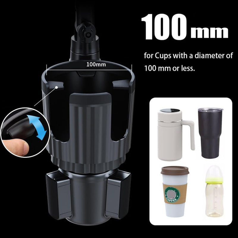 Cup Holder Phone Mount for Car, 2 in 1 Cell P Car Mount 360 Rotation Cup Holder Expander for Stanley 10-40oz Drink Bottles, Mugs and Phone Compatible with iPhone Samsung