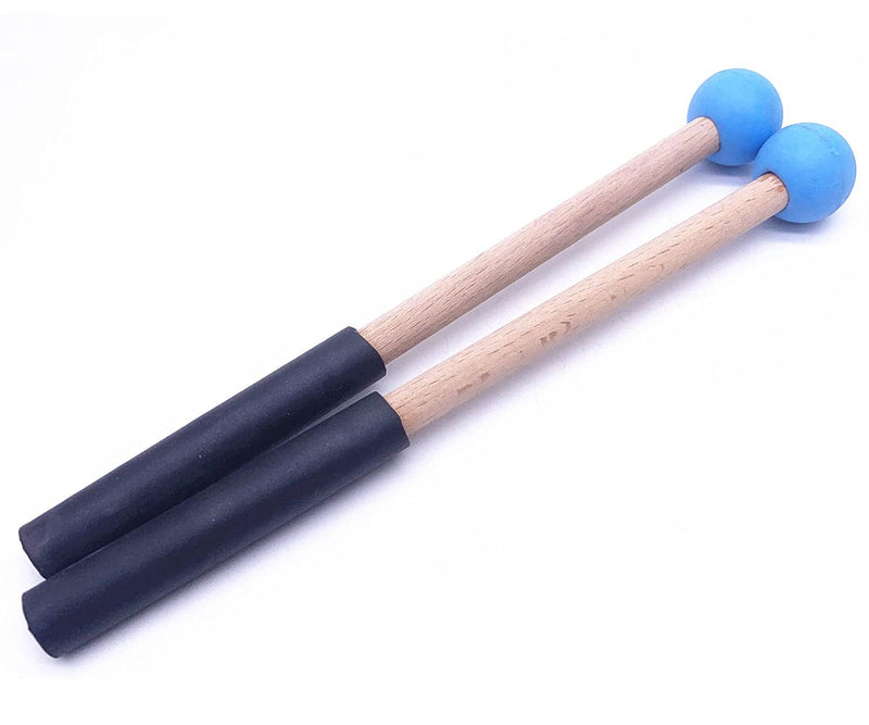 8 Inch Rubber Head Percussion Mallets Sticks for Tongue Drum, Xylophone,Glockenspiel, Woodblock, Bell Pack of 2 Blue