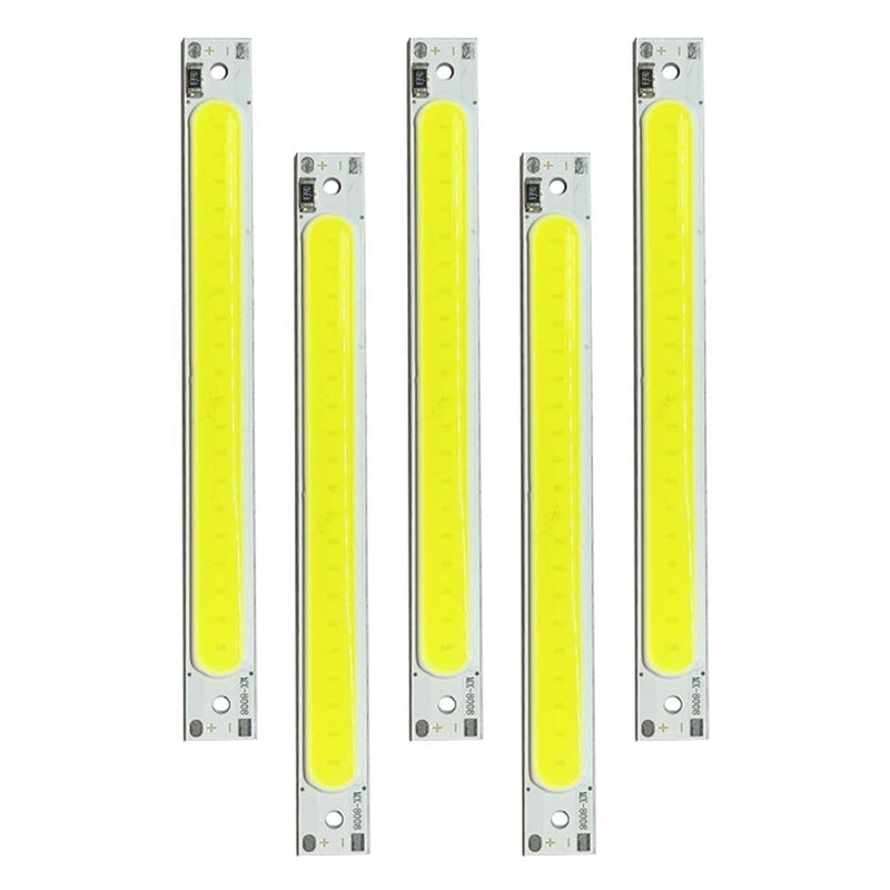 LED COB Light Board, Pack of 5 DC 5 V 3 W Long Strip LED Chip Light Board White Light 600 mA 400 lm 6500 K for USB Touch Dimmer