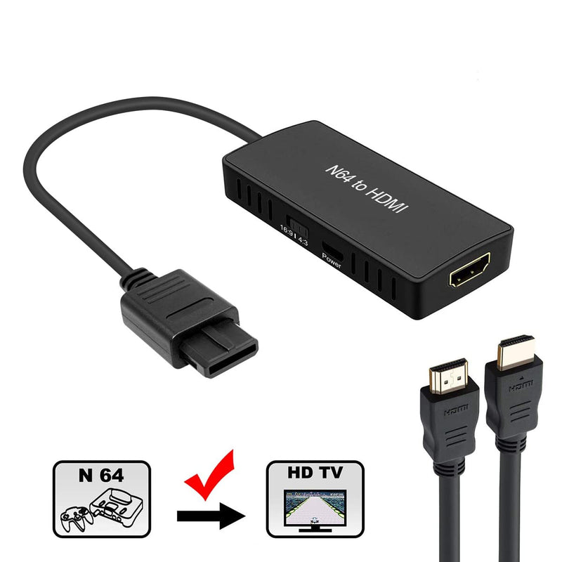 N64 to HDMI Converter Adapter Support 16:9/4:3 Conversion, HDMI Link Cable for N64 /SNES/NGC/SFC（Plug and Play） N64 Adapter