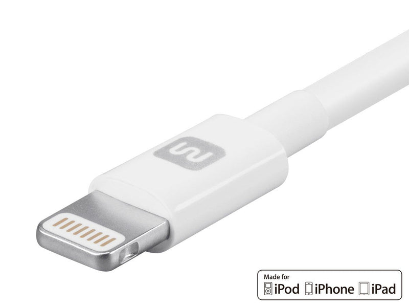 Monoprice Lightning to USB Type-A Charging Cable - Apple MFi Certified, 3 Feet, White - Essential Series (Pack of 5) 3ft (Pack of 5)