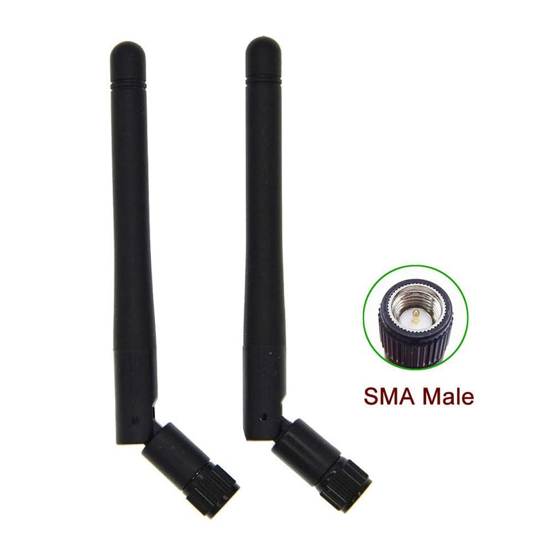2Pcs 2.4ghz WiFi Pc Desktop Wireless Antenna 3dbi with SMA Male Connector for Network Wi-fi Router USB Adapter Security IP Camera Video Surveillance Monitor