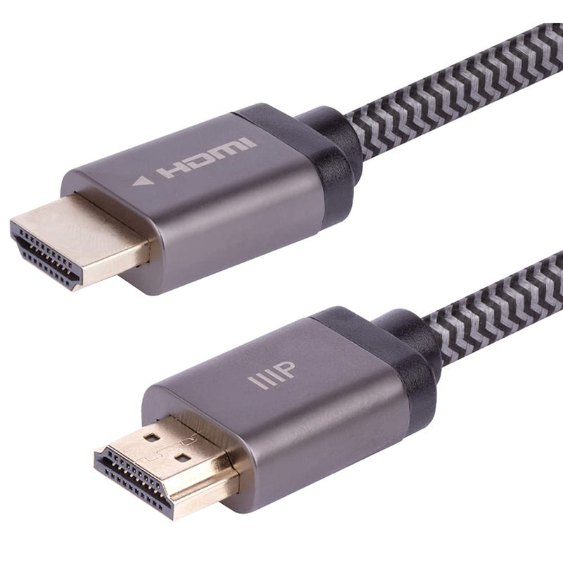 Monoprice DisplayPort 1.4 EasyPlug Nylon Braided Cable & 8K Certified Braided Ultra High Speed HDMI 2.1 Cable 1 Pack Cable + HDMI 2.1 Cable 10 Ft 6 Feet
