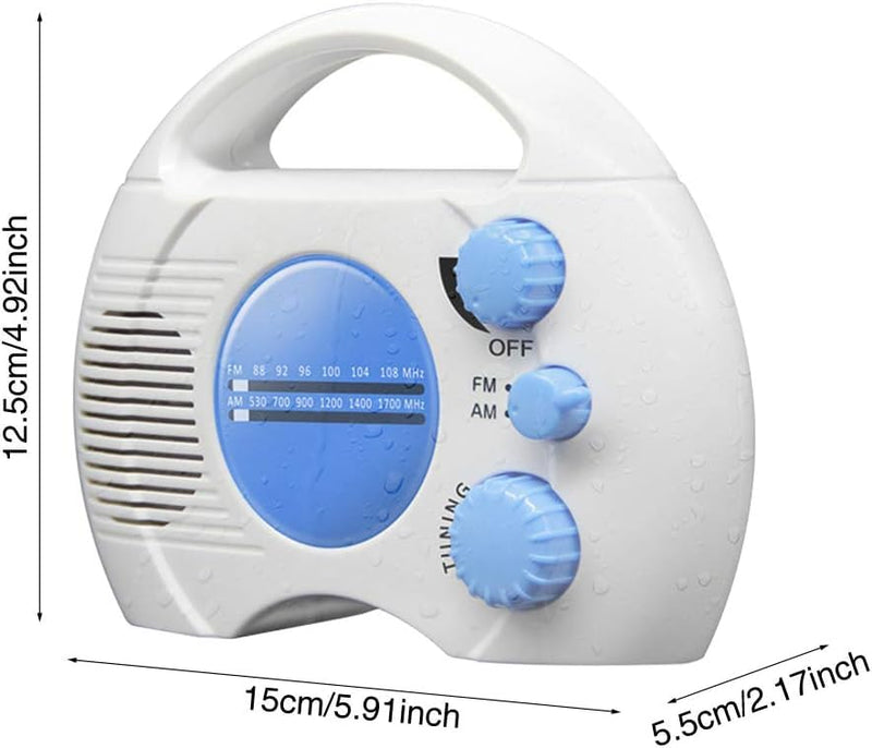 [AUSTRALIA] - Shower Radio, Portable AM/FM Waterproof Hanging Shower Radio, Shower Radio Built-in Speaker Adjustable Volume Battery Operated Shower Radios for Bathroom Kitchen, Outdoor 