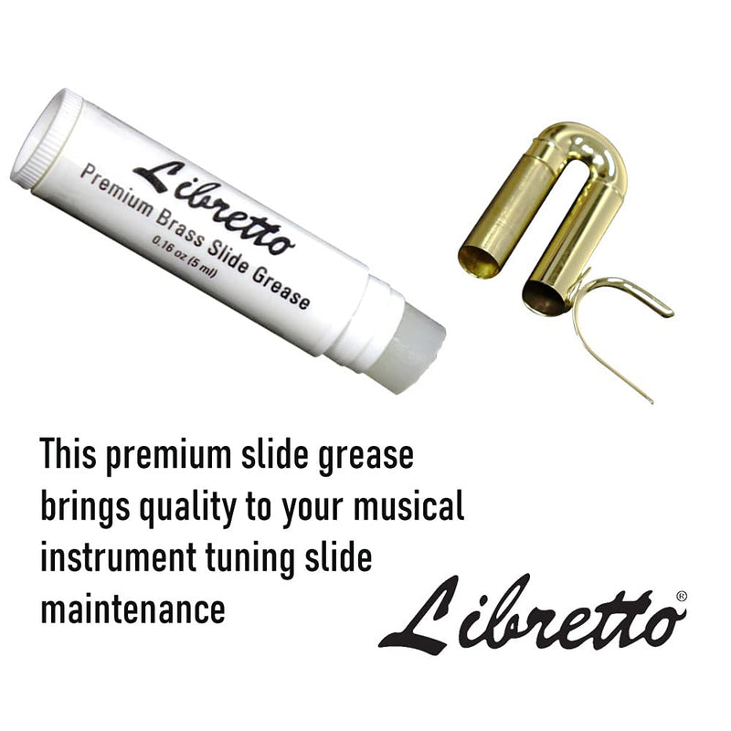 Libretto Premium Brass Slide Grease Stick, 0.16 oz (5 ml), Odorless & Pure, Great Materials from Japan, 100% Special-blended Formula, Thick & Sticky, Best to Extend Life of Trumpet, French Horn & Tuba Slide Grease (1 pack)