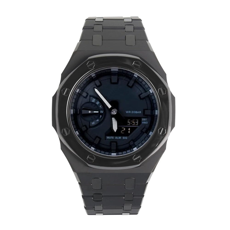BMT GA2100 Band Case Mod Kit, All Stainless Steel Strap Bezel Replacement Accessories Compatible with Men's Watches G-Shock GA-2100/GA-2110/GA-B2100 Matte Black