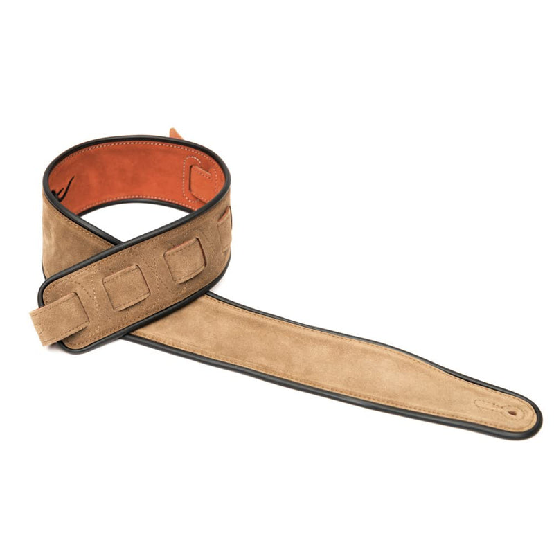 CLOUDMUSIC Leather Guitar Strap Suede Wide Strap For Bass Acoustic Electric (Cross Brown)