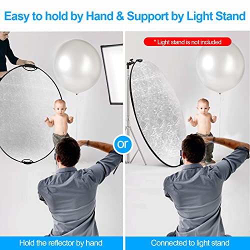 WELLMAKING 43'' Reflector Photography with Tilt Adapter for Studio Outdoor 43 Inch (110cm)