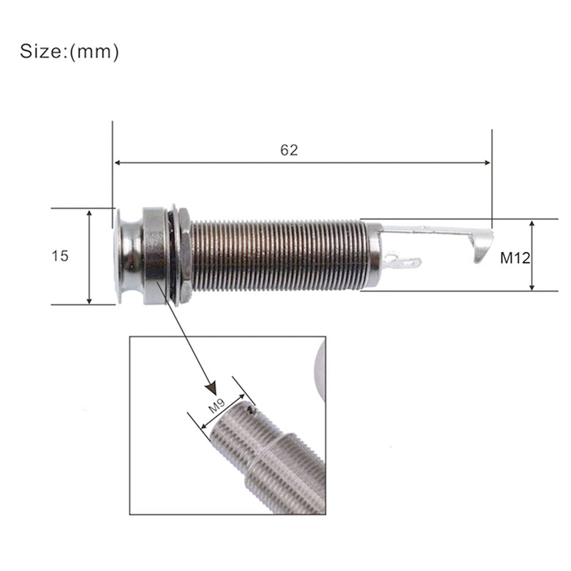 SAPHUE Brass Electric Guitar Bass 1/4Inch Barrel Jack 44.5x16cm Cylinder Input/Output Mono Active Long Threaded Jack Socket Guitar Parts & Accessories
