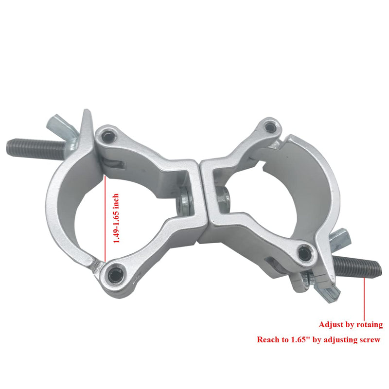Lighting Truss Swivel Coupler DJ Light Clamps,Moving head Pole Mount stage lighting clamp kit fit 1.49-1.65 inches tupe,Heavy Duty Aluminum Alloy 220 LBs light with clamp (2 pack/Silver)