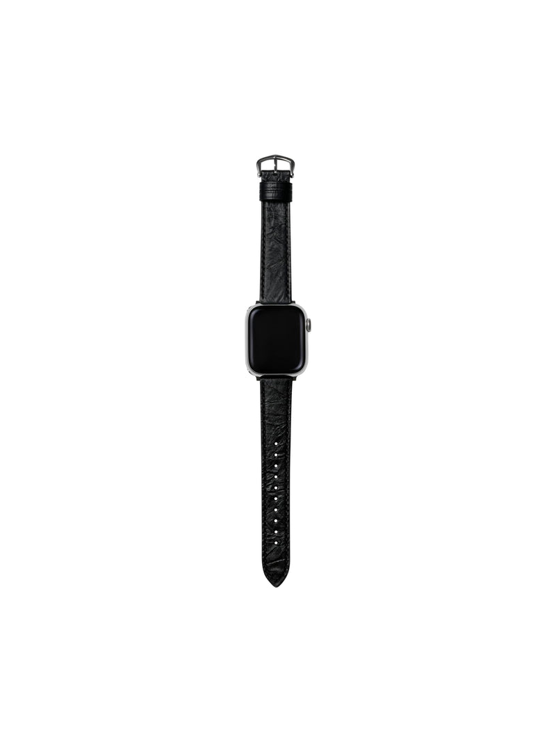 Calfskin Leather Band Compatible with Apple Watch 38mm to 45mm, Premium Leather Strap Crown Buckle Compatible with iWatch Series 7 6 5 4 3 2 1 (Black, 41/40/38mm)