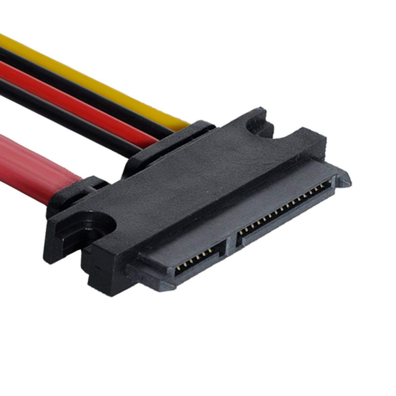 Xiwai Down Angled SATA III 3.0 7+15 22 Pin SATA Male to Female Data Power Extension Cable 30cm
