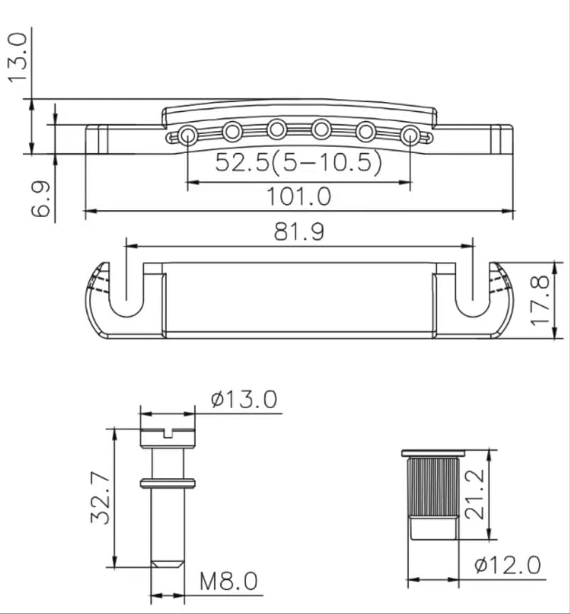 [AUSTRALIA] - Guyker Guitar Tune-O-Matic Bridge and Stop Bar Tailpiece Combo with Anchors and Studs Replacement Compatible with LP SG EPI 6 String Electric Guitar Chrome Chrome (Bridge + Tailpiece) 