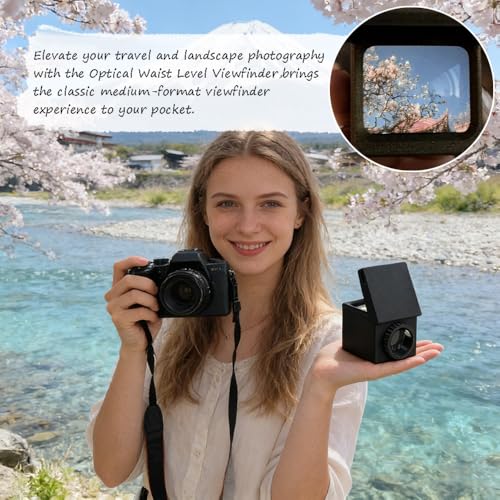 Ouliget Optical Waist Level Viewfinder,View Catcher,3D Printed Waist-Level Camera Viewfinder Frame,Travel Scenery Photo Props for Landscape Photo Taking Black with cover