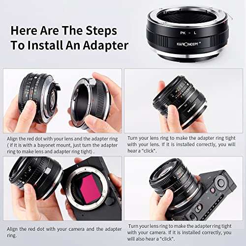 K&F Concept Lens Mount Adapter PK-L Manual Focus Compatible with Pentax K(PK) Lens to L Mount Camera Body
