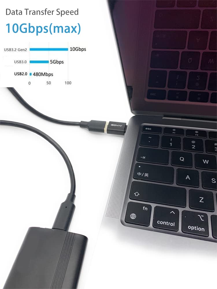 GOYIY USB C to USB Adapter, USB C Male to USB Female Adapter, USB3.2 Gen 2，2-Pack, Compatible with MacBook Pro/Air, iMac, iPad Mini/Pro, Mobile Phone and Other Type C or Thunderbolt 4/3 Devices(Black) Black